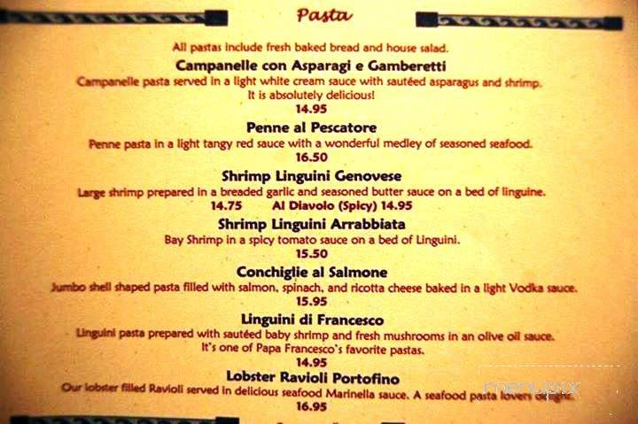 Altamore Ristorante - Rockford, IL menu_pic