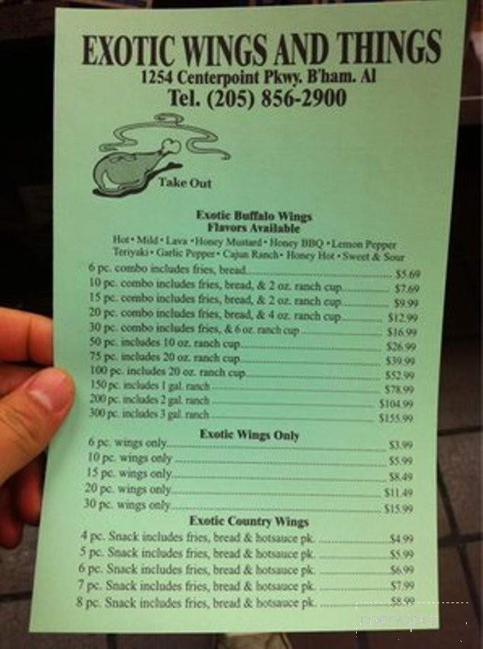 Exotic Wings & Things - Birmingham, AL menu_pic