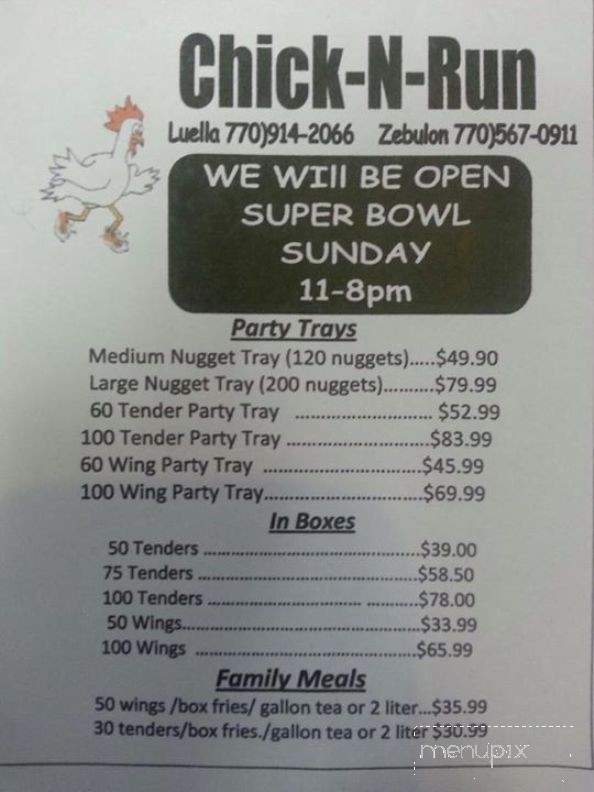 Chicken Run - Zebulon, GA menu_pic