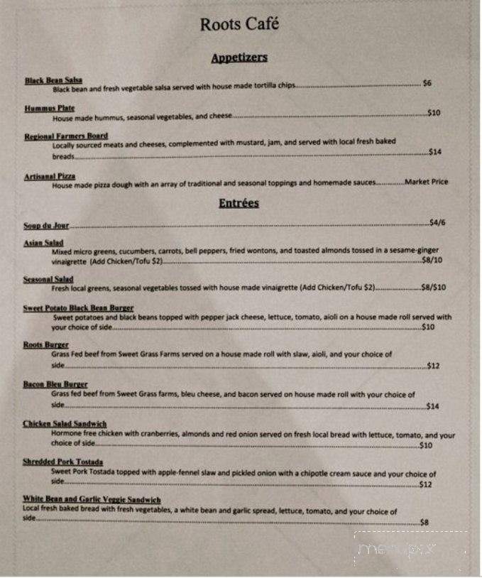 Roots Cafe - Naples, NY menu_pic
