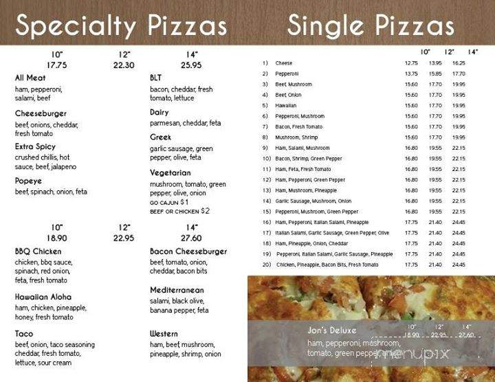 Jon's Pizza - Calgary, AB menu_pic