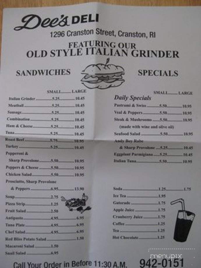 Dee's Deli - Cranston, RI menu_pic
