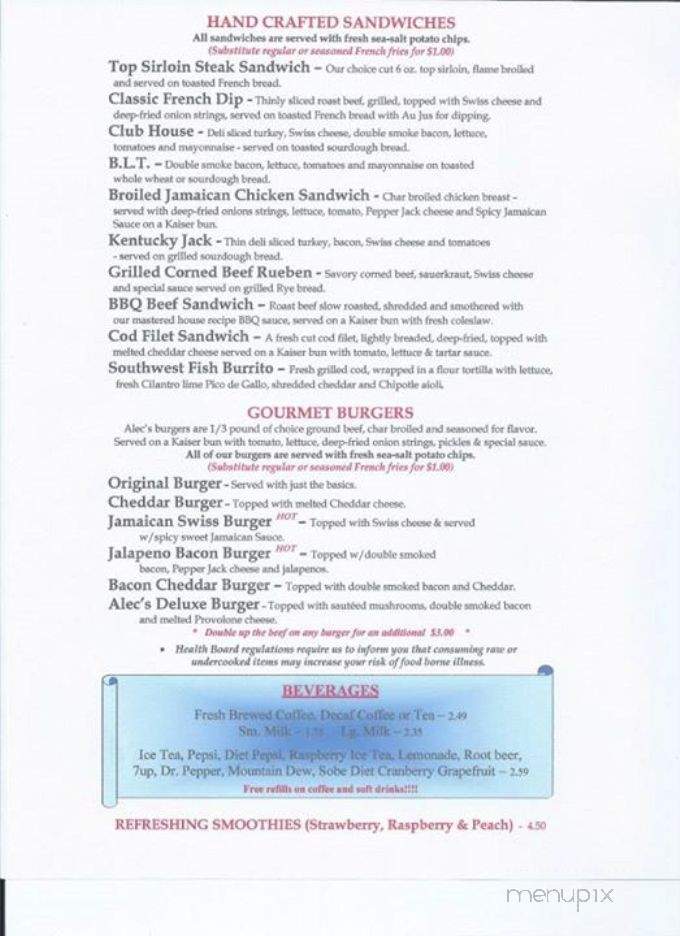 Alec's By The Sea - Ocean Shores, WA menu_pic
