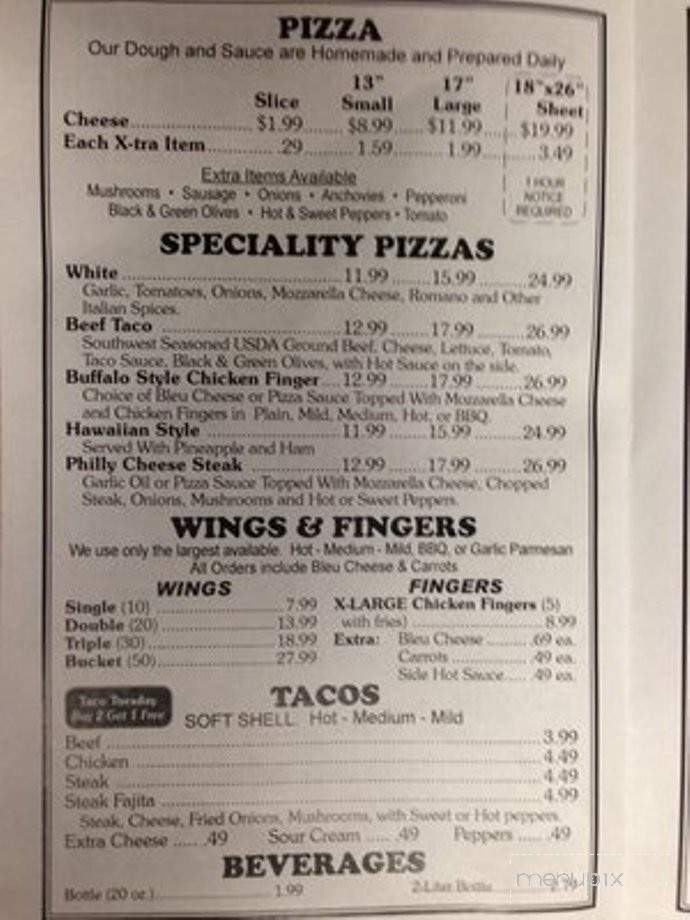 Town Line Pizzeria - Alden, NY menu_pic