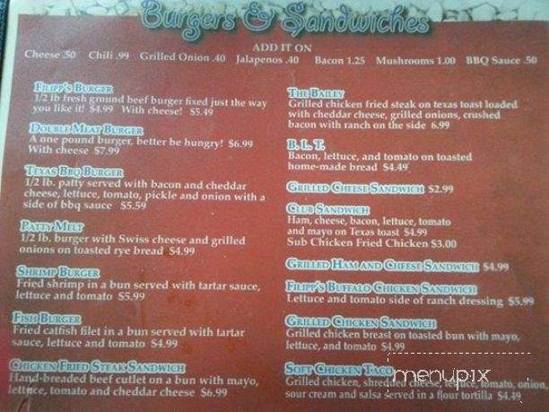 Filipp's Cafe - Danbury, TX menu_pic
