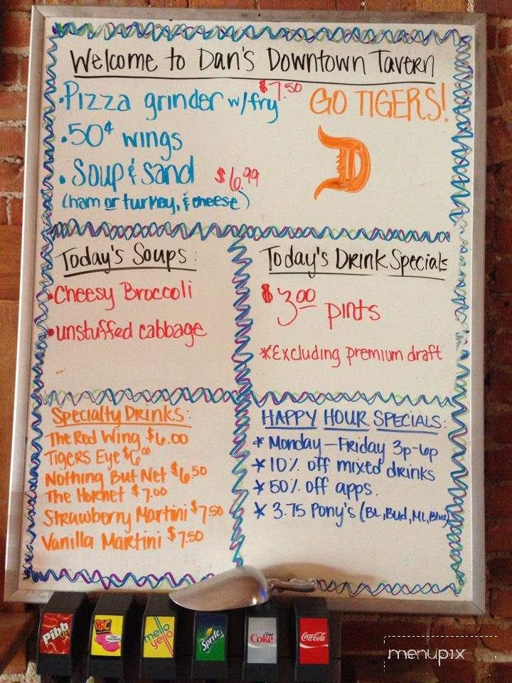 Dan's Downtown Tavern - Saline, MI menu_pic
