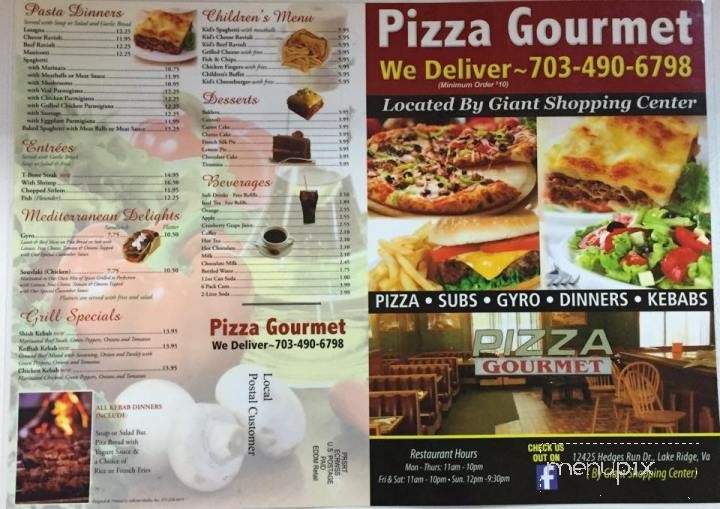 Pizza Gourmet - Woodbridge, VA menu_pic