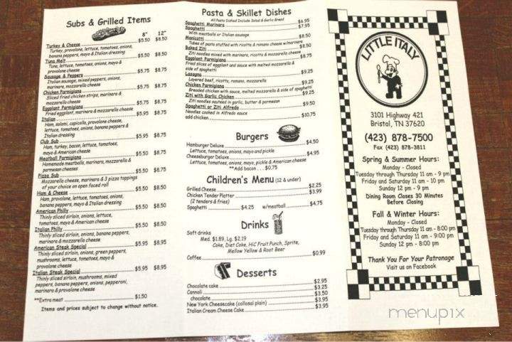Little Italy Pizza - Bristol, TN menu_pic