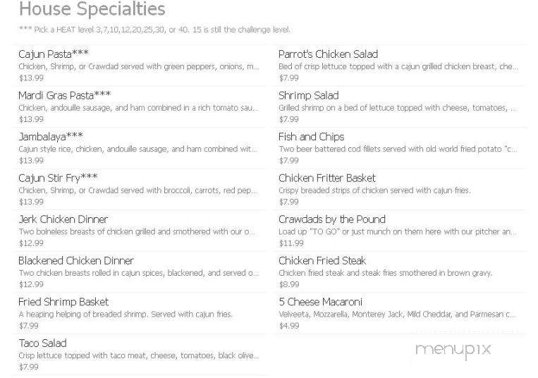 Parrot's Cay Tavern & Grill - Grand Forks, ND menu_pic