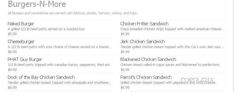 Parrot's Cay Tavern & Grill - Grand Forks, ND menu_pic