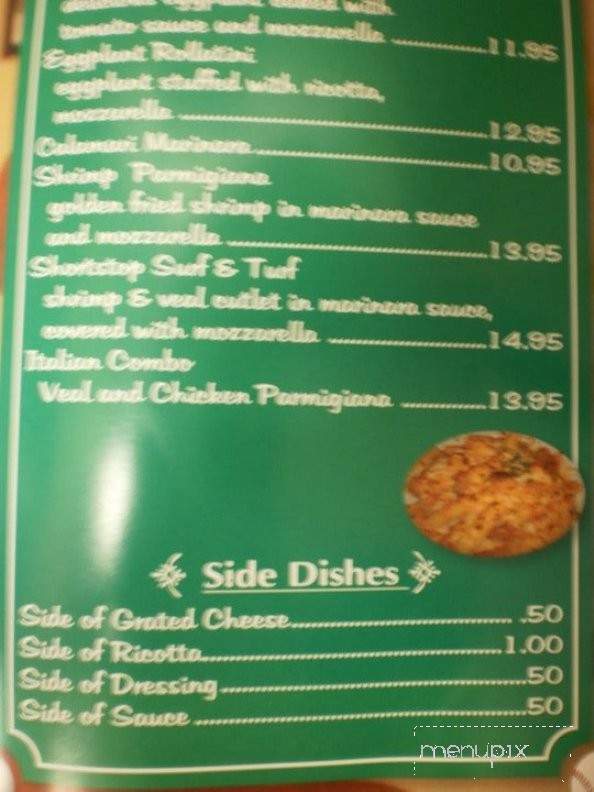 Menu of short stop pizzeria in kings park ny 11754