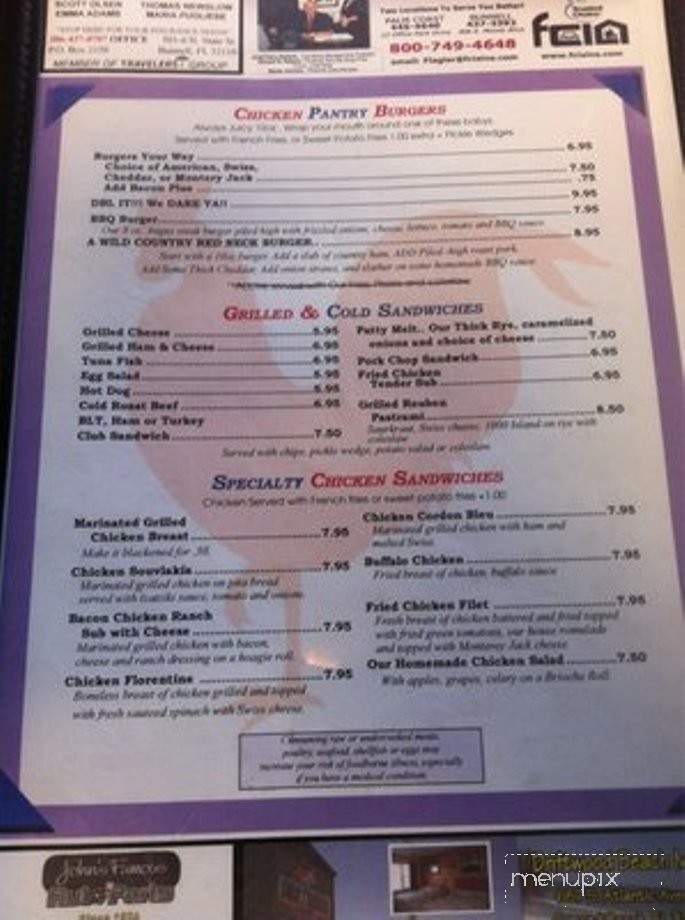 Chicken Pantry Restaurant - Bunnell, FL menu_pic