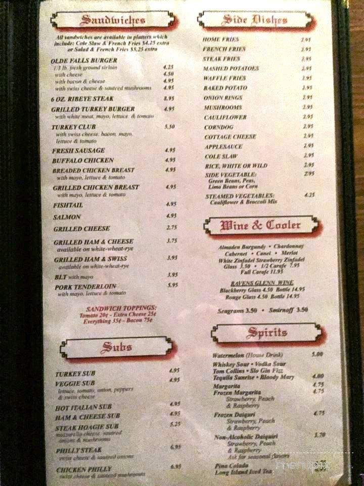 Olde Falls Inn - Zanesville, OH menu_pic