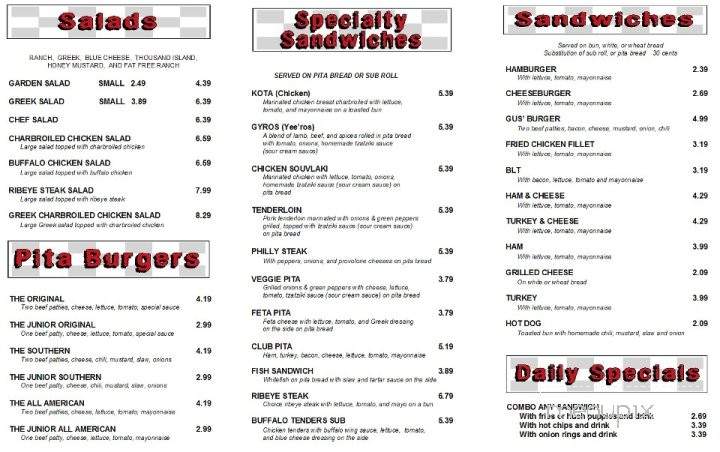 Teddy G's Grille - Winston Salem, NC menu_pic