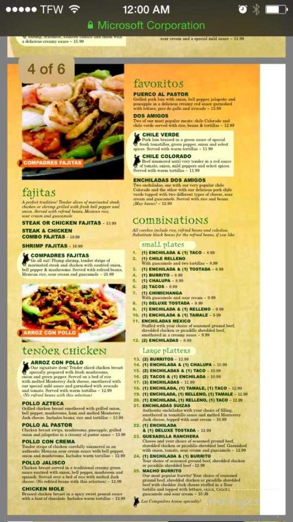 Los Compadres - Gillette, WY menu_pic
