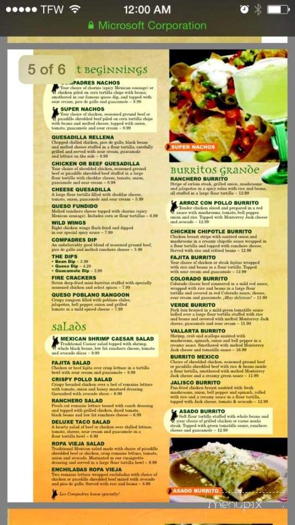 Los Compadres - Gillette, WY menu_pic
