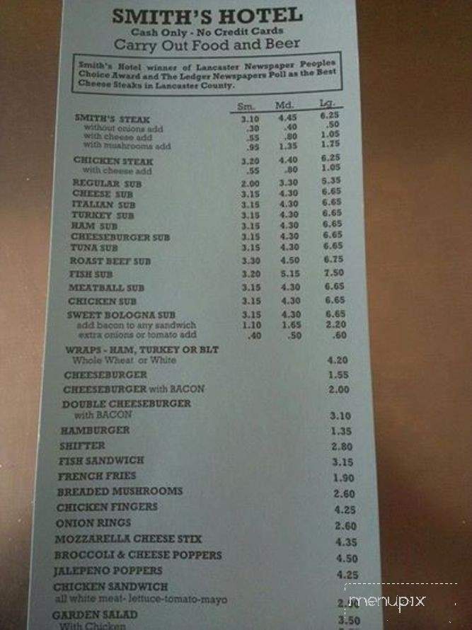 Smith's - Columbia, PA menu_pic