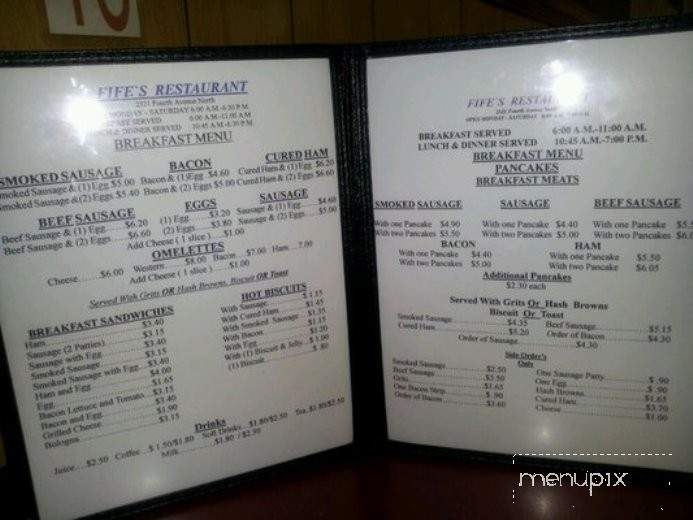 Fife's Restaurant - Birmingham, AL menu_pic