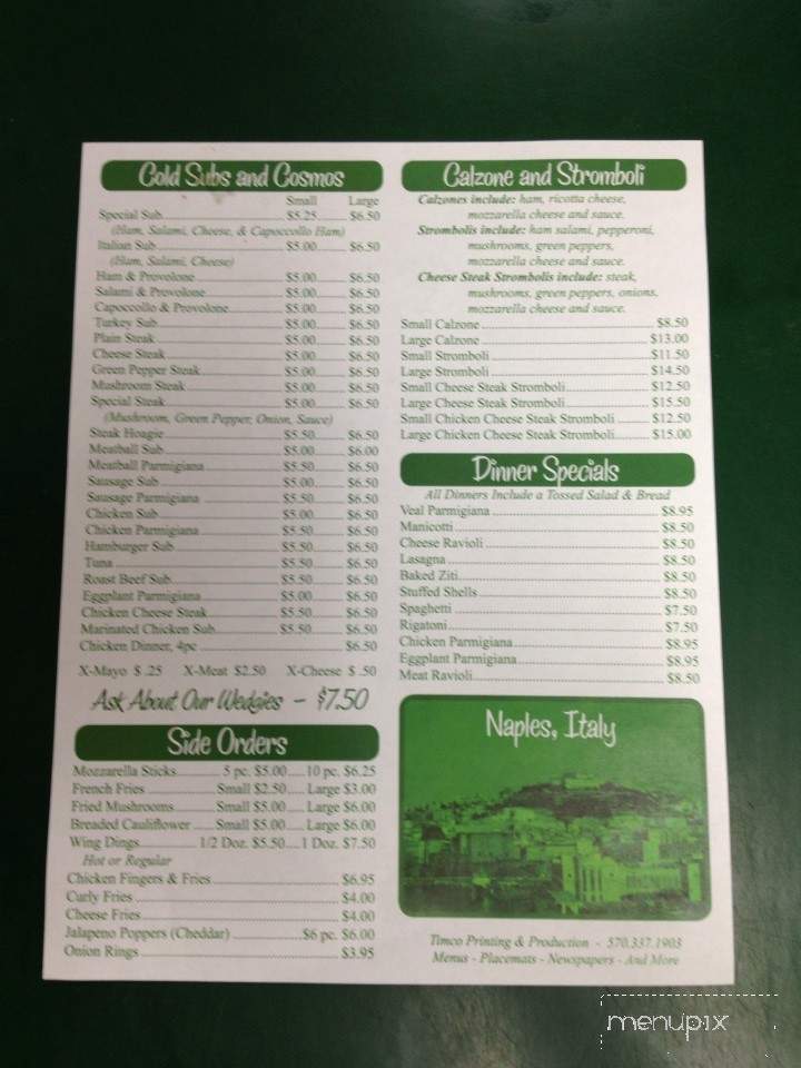Pizza Town - Milton, PA menu_pic
