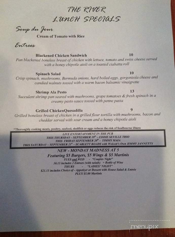 The River Restaurant & Pub - Wolcott, CT menu_pic