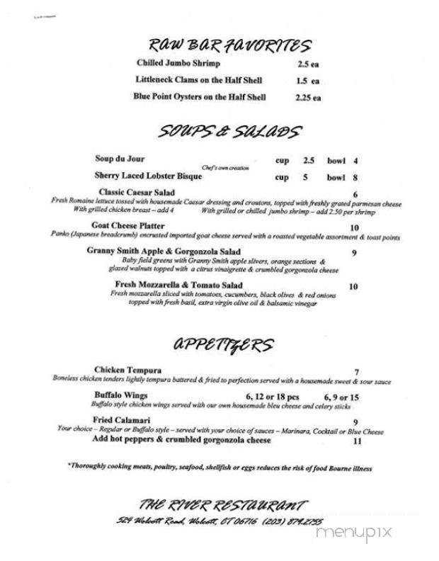The River Restaurant & Pub - Wolcott, CT menu_pic