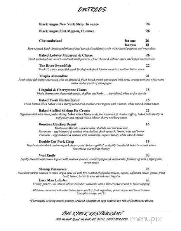 The River Restaurant & Pub - Wolcott, CT menu_pic