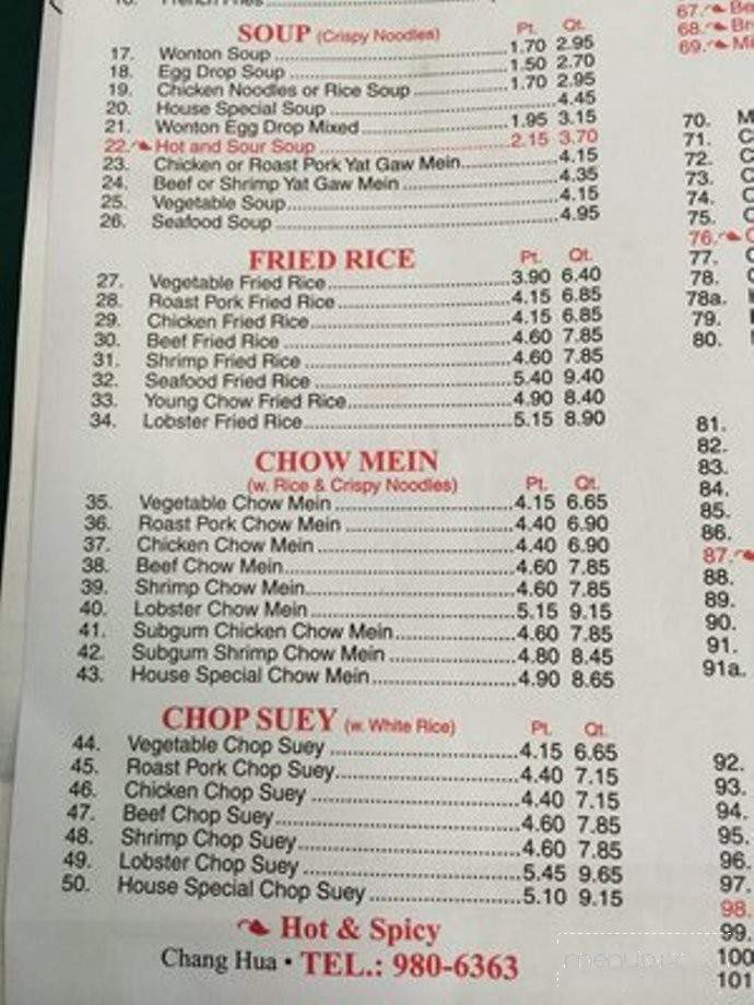 Chang Hua Chinese Restaurant - Pulaski, VA menu_pic