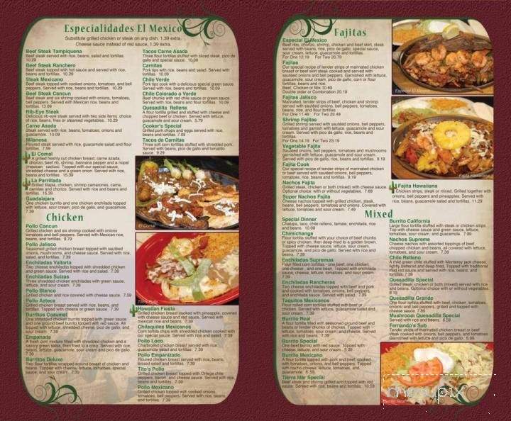 El Mexico - Shelbyville, TN menu_pic
