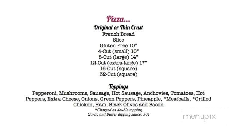 K & R Pizza - Sarver, PA menu_pic