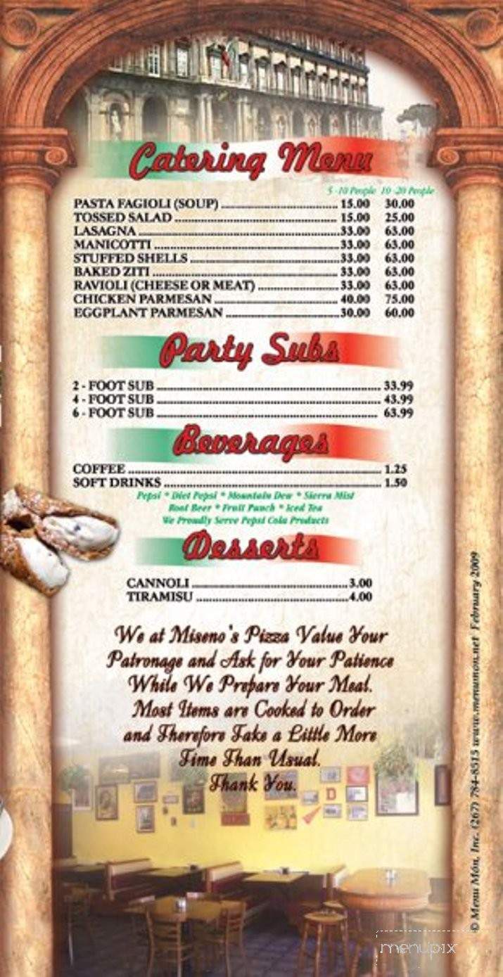 Miseno's - Newville, PA menu_pic