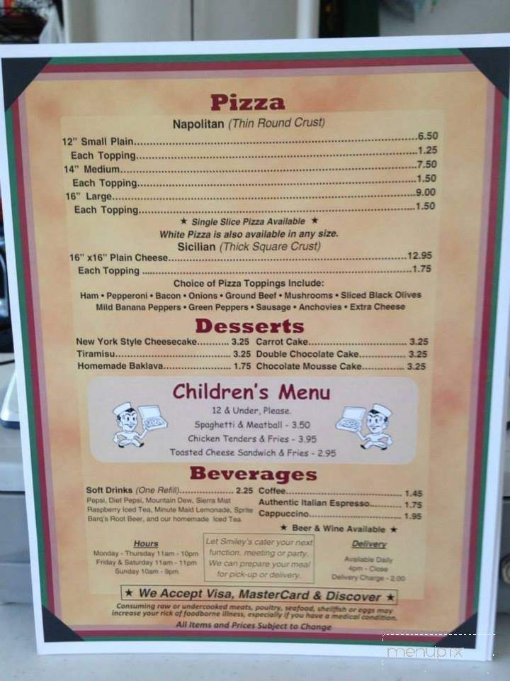 Smiley's Ristorante & Pizzeria - Massillon, OH menu_pic