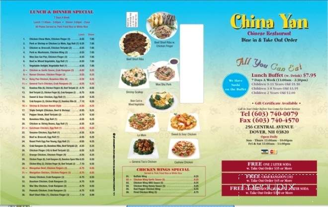China Yan Restruant - Dover, NH menu_pic
