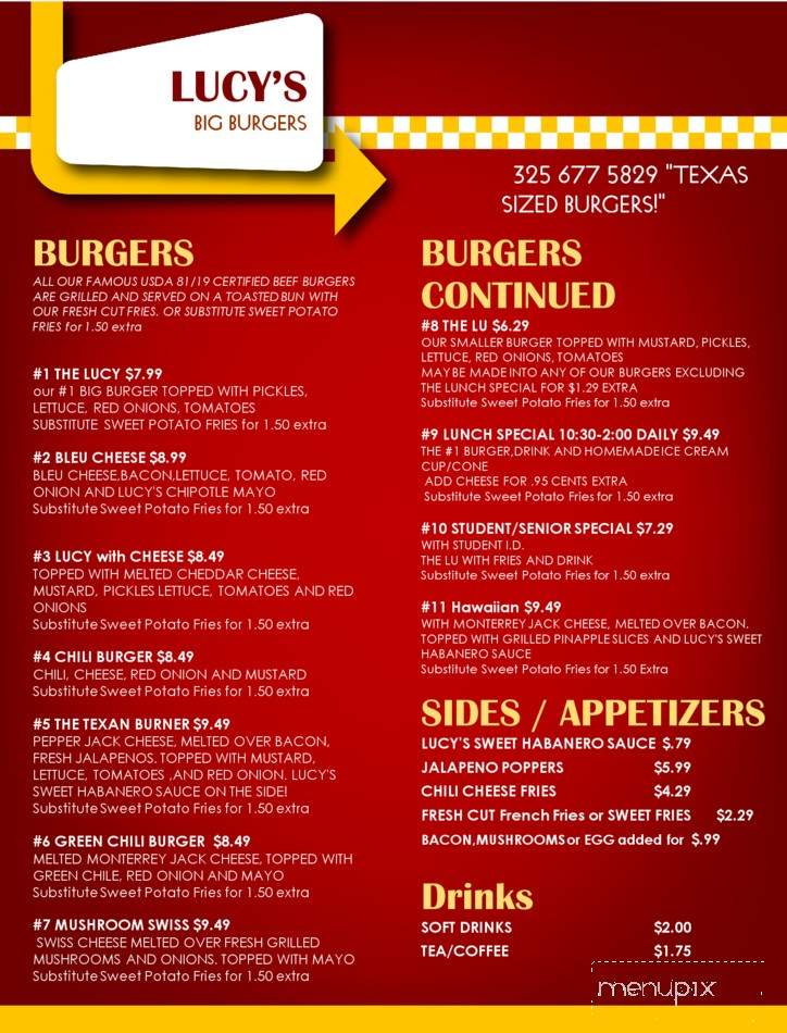 Lucy's - Abilene, TX menu_pic