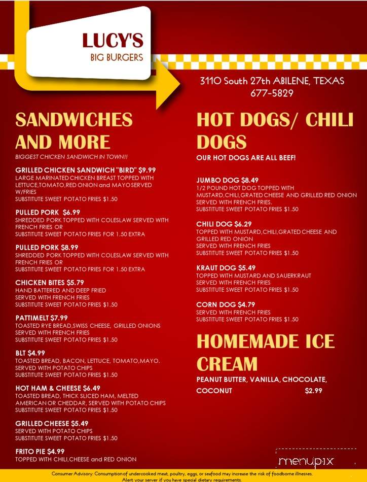 Lucy's - Abilene, TX menu_pic