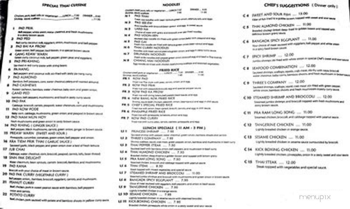 New Bangkok Cuisine - Northville, MI menu_pic
