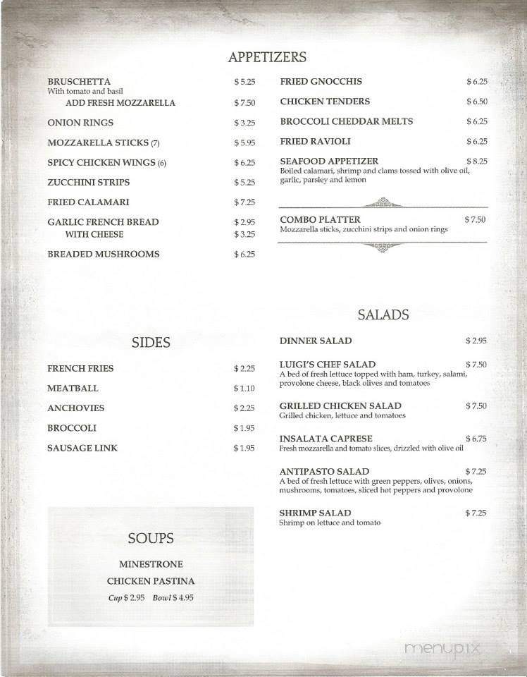 Luigi's Italian Restaurant - Sheboygan, WI menu_pic