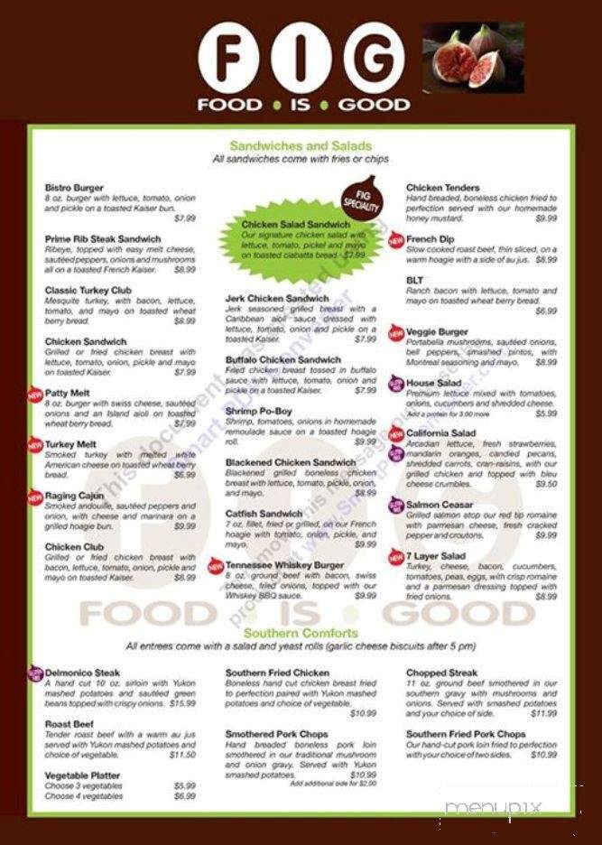 Fig Southern Bistro - Cleveland, TN menu_pic