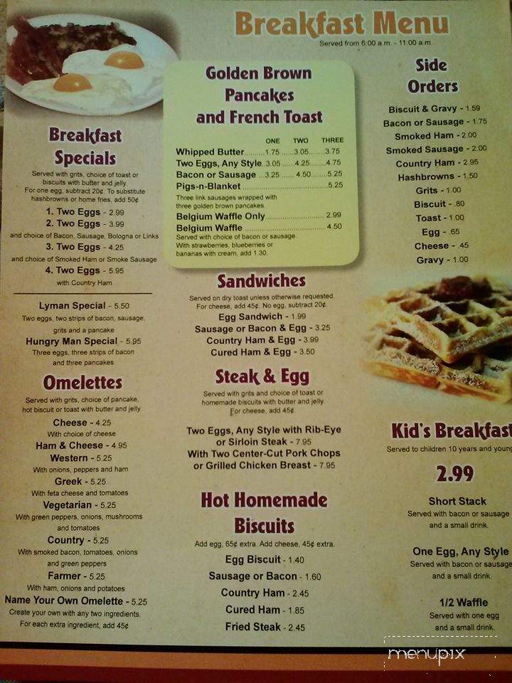 Lyman Cafe - Lyman, SC menu_pic