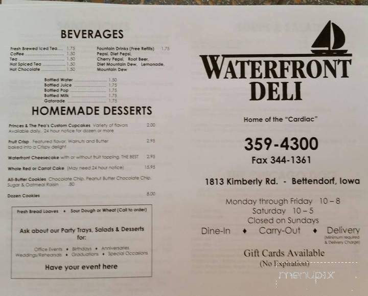 Waterfront Delicatessen - Bettendorf, IA menu_pic
