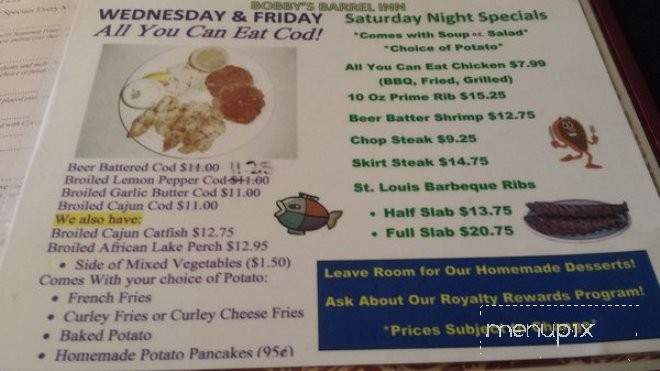 Bobby's Barrel Inn - Volo, IL menu_pic