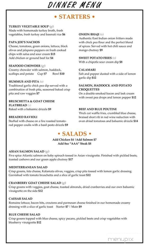 Papa Joe's - Charlottetown, PE menu_pic