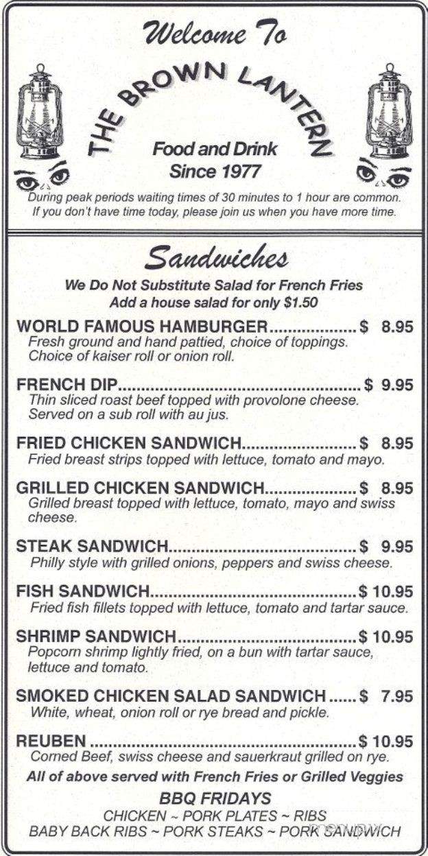 Brown Lantern - Live Oak, FL menu_pic