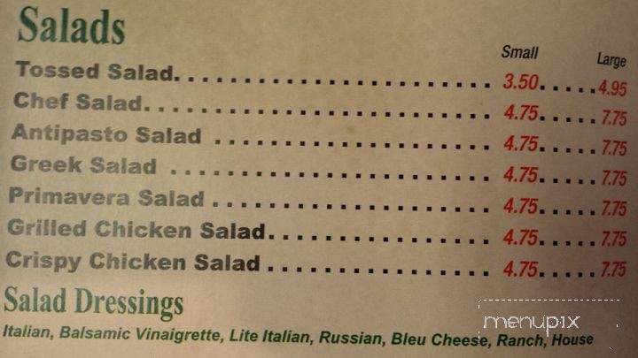 Primavera Pizza - Clifton Park, NY menu_pic