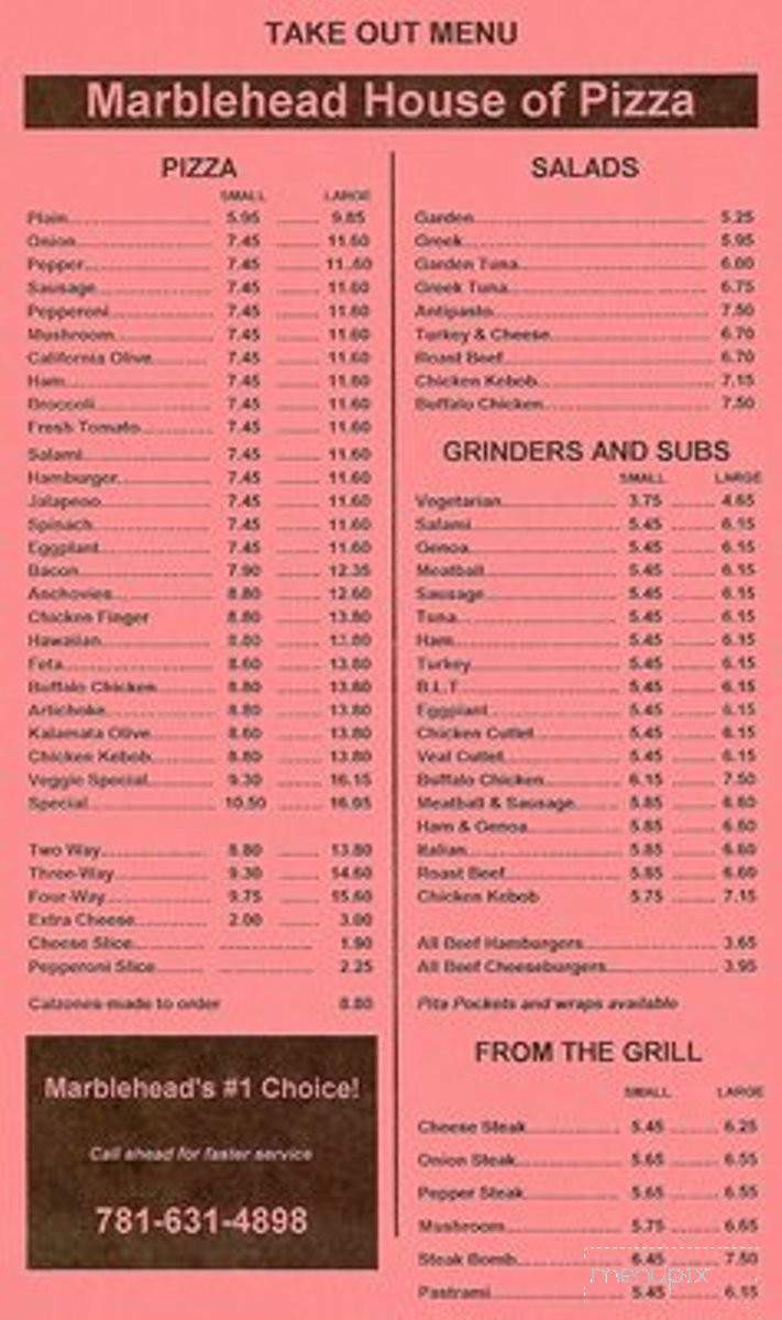 Marblehead House Of Pizza - Marblehead, MA menu_pic
