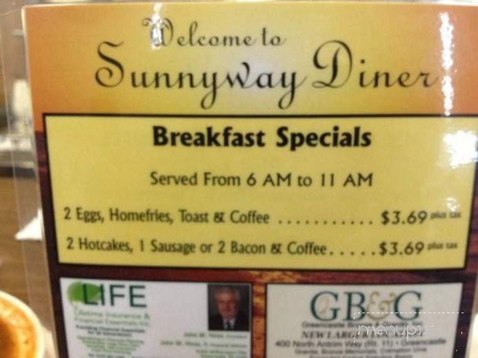 Sunnyway Diner - Greencastle, PA menu_pic
