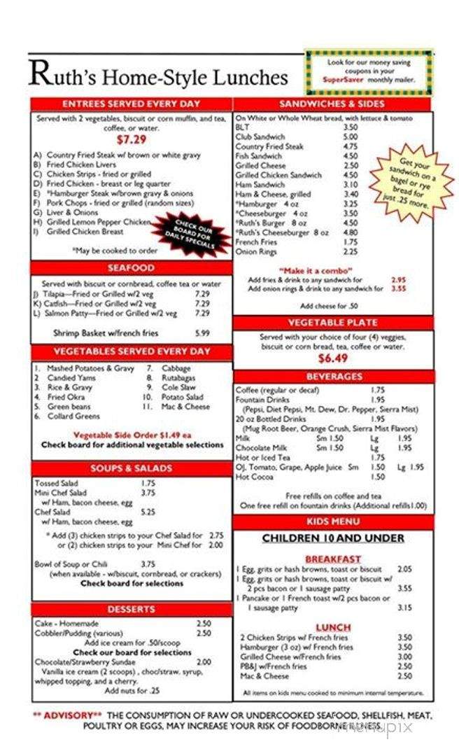 Ruth's Family Restaurant - Augusta, GA menu_pic