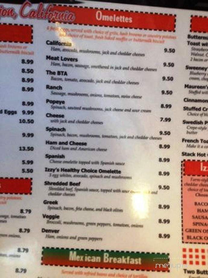 Izzy's Cafe - El Cajon, CA menu_pic