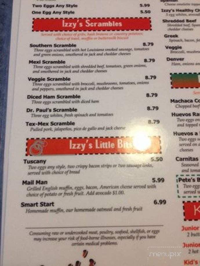 Izzy's Cafe - El Cajon, CA menu_pic