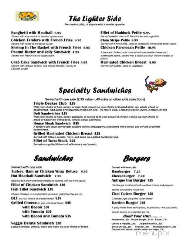 Antique Inn - Penn Yan, NY menu_pic