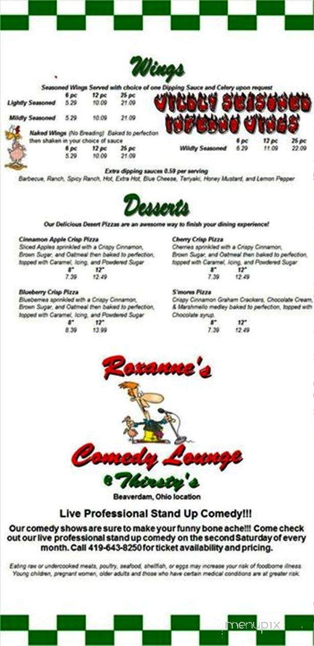 Thirsty's - Beaverdam, OH menu_pic